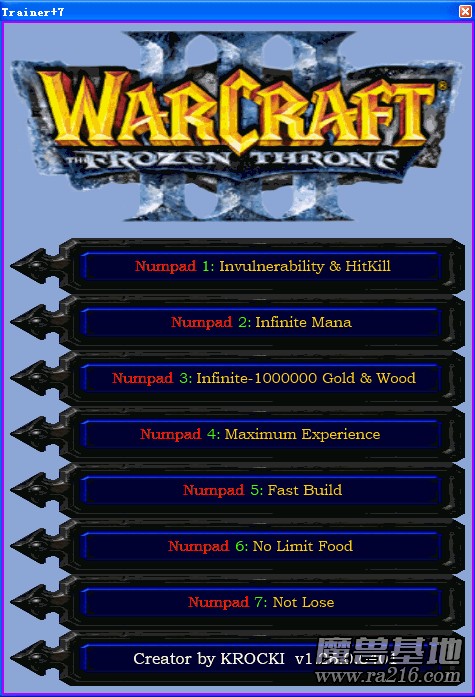 魔兽争霸3冰封王座 v1.26.0.6401七项修改器